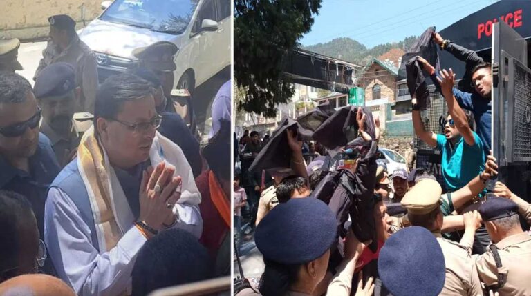 सीएम धामी के दौरे से पहले कांग्रेसियों ने काले झंडे