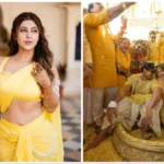 Sonarika Bhadoria Haldi look