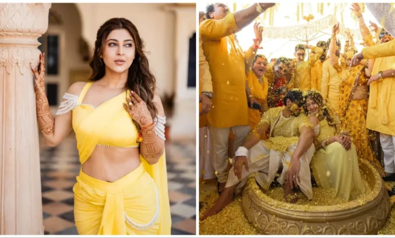 Sonarika Bhadoria Haldi look